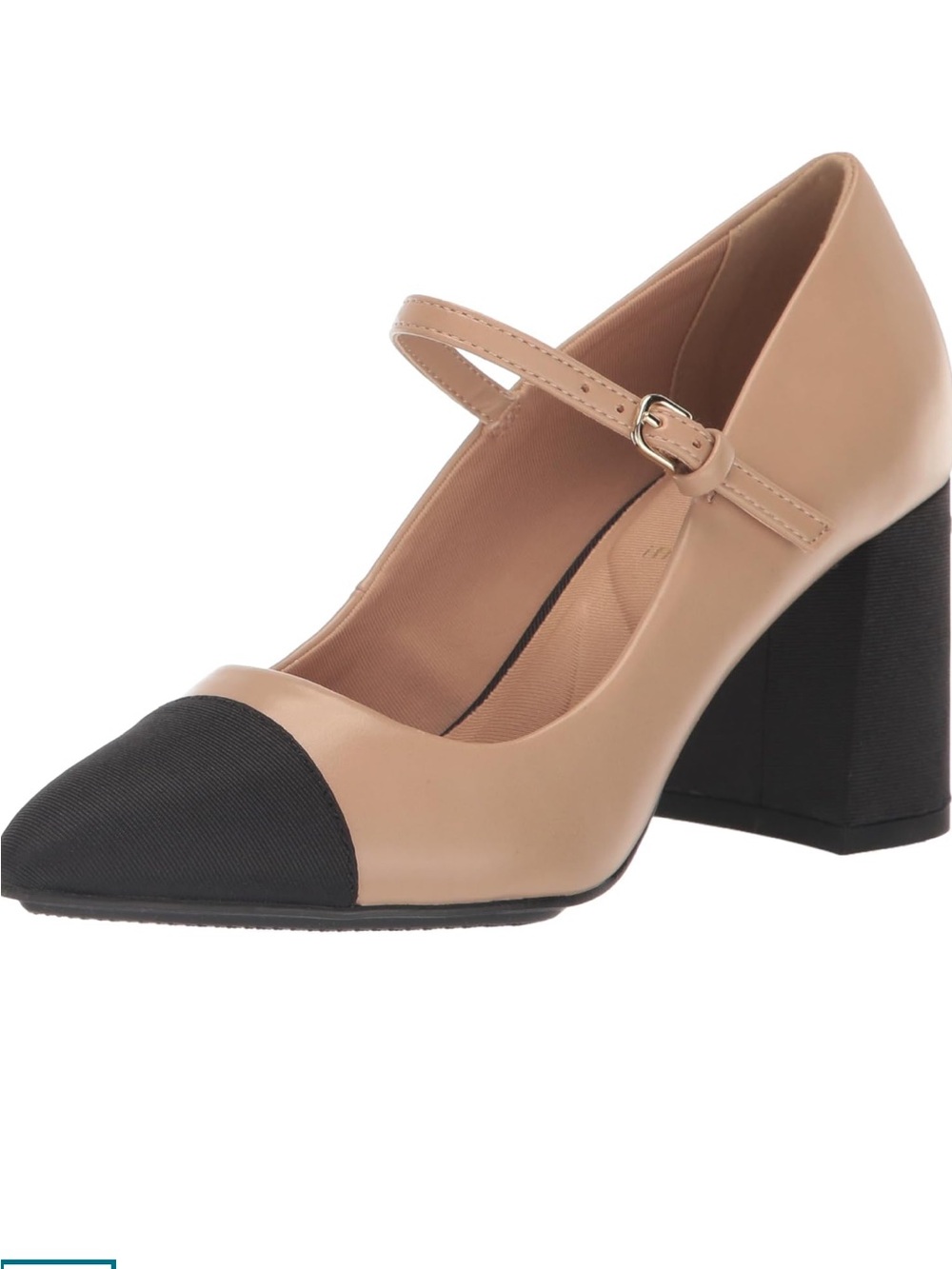 NEW Anne Klein Bryant Block Heel Pumps Nude Black Size 8